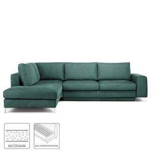 Ecksofa Baitz II Webstoff - Petrol - Longchair davorstehend links