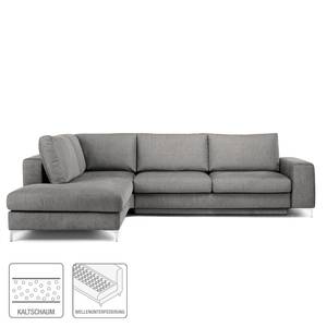 Ecksofa Baitz II Webstoff - Grau - Longchair davorstehend links