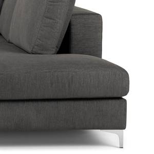 Ecksofa Baitz II Webstoff - Anthrazit - Longchair davorstehend rechts