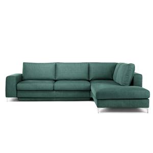 Ecksofa Baitz II Webstoff - Petrol - Longchair davorstehend rechts