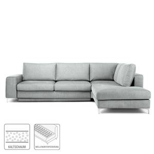 Ecksofa Baitz II Webstoff - Lichtgrau - Longchair davorstehend rechts