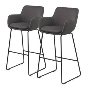 Chaises de bar Borris (lot de 2) Gris foncé