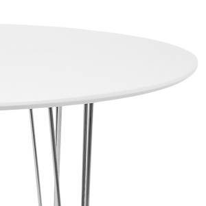 Table Calau I Blanc - Bois manufacturé - Métal - 100 x 73 x 100 cm