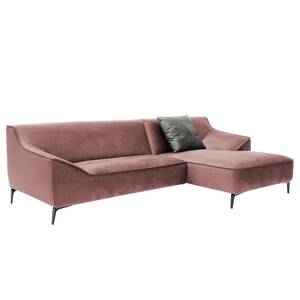 Ecksofa Rosas I Samt - Mauve - Longchair davorstehend rechts