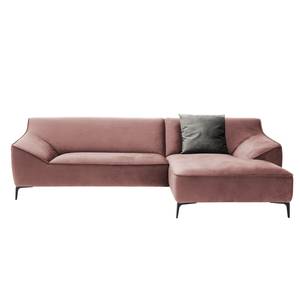 Ecksofa Rosas I Samt - Mauve - Longchair davorstehend rechts