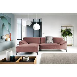 Ecksofa Rosas I Samt - Mauve - Longchair davorstehend links