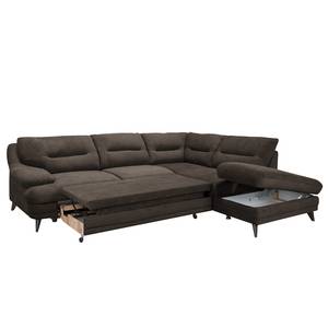 Ecksofa Lutz III Microfaser - Dunkelbraun - Ottomane davorstehend rechts