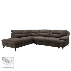 Ecksofa Lutz III Microfaser - Dunkelbraun - Ottomane davorstehend links