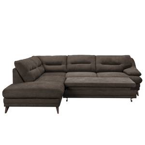 Ecksofa Lutz III Microfaser - Dunkelbraun - Ottomane davorstehend links