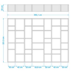 Boekenkast Emporior IV Hoogglans wit - Breedte: 295 cm