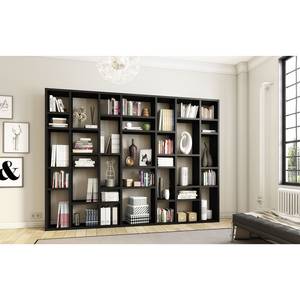 Boekenkast Emporior IV Eikenhouten zwartbruin look - Breedte: 295 cm