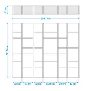 Bibliothèque Emporior IV Blanc crème - Largeur : 260 cm