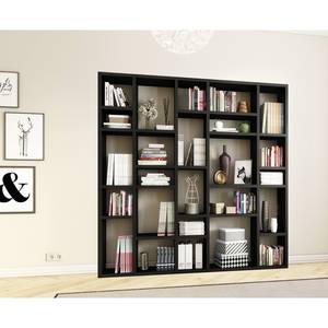 Boekenkast Emporior IV Eikenhouten zwartbruin look - Breedte: 214 cm