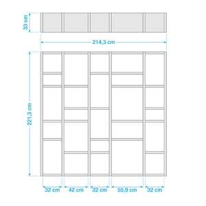 Bibliothèque Emporior IV Imitation chêne marron-noir - Largeur : 214 cm