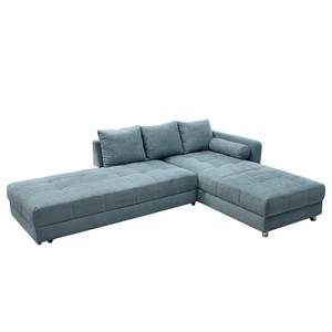 Hoekbank Latur II geweven stof - Blauw grijs - Longchair vooraanzicht links