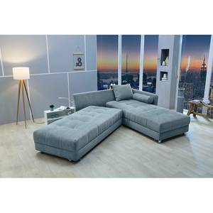 Hoekbank Latur II geweven stof - Blauw grijs - Longchair vooraanzicht links