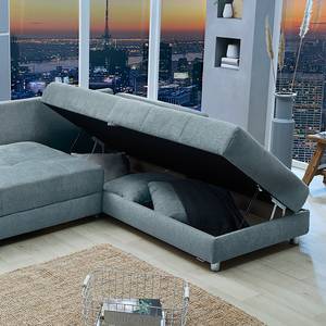 Ecksofa Latur II Webstoff - Blaugrau - Longchair davorstehend links