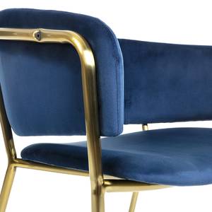 Chaise à accoudoirs Vilhena I (lot de 2) Velours / Acier - Doré - Bleu foncé