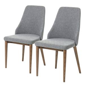 Gestoffeerde stoelen Rosie (set van 2) massief essenhout - walnotenhout - Grijs