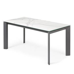 Eettafel Retie I (verlengbaar) marmer/staal - Wit imitatie marmer - Breedte: 160 cm - Antraciet