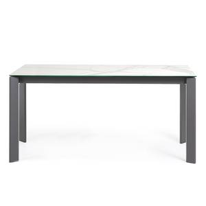 Table Retie I (Extensible) - Marbre / Acier - Imitation marbre blanc - Largeur : 160 cm - Anthracite