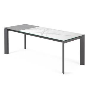 Eettafel Retie I (verlengbaar) marmer/staal - Wit imitatie marmer - Breedte: 160 cm - Antraciet