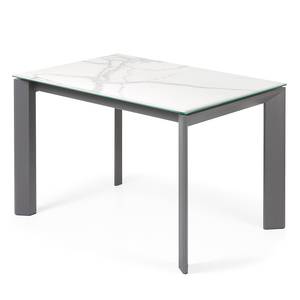 Table Retie I (Extensible) - Marbre / Acier - Imitation marbre blanc - Largeur : 120 cm - Anthracite