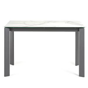 Eettafel Retie I (verlengbaar) marmer/staal - Wit imitatie marmer - Breedte: 120 cm - Antraciet