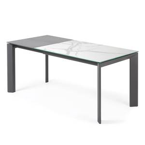 Eettafel Retie I (verlengbaar) marmer/staal - Wit imitatie marmer - Breedte: 120 cm - Antraciet