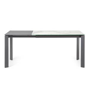 Eettafel Retie I (verlengbaar) marmer/staal - Wit imitatie marmer - Breedte: 120 cm - Antraciet