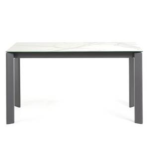 Table Retie I (Extensible) - Marbre / Acier - Imitation marbre blanc - Largeur : 140 cm - Anthracite