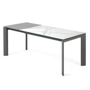 Table Retie I (Extensible) - Marbre / Acier - Imitation marbre blanc - Largeur : 140 cm - Anthracite