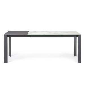 Table Retie I (Extensible) - Marbre / Acier - Imitation marbre blanc - Largeur : 140 cm - Anthracite