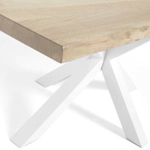 Eettafel Karmi I staal - eikenhout/wit - Breedte: 160 cm - Wit