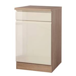 Lage kast Cardiff I Hoogglans crèmekleurig/Sonoma eikenhout look - Breedte: 50 cm