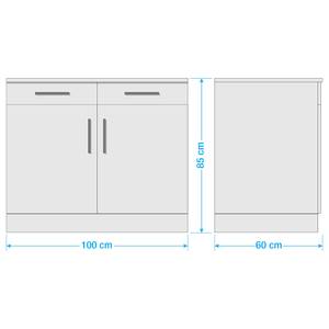 Unterschrank Varel I Hochglanz Rot / Buche Dekor - Breite: 100 cm