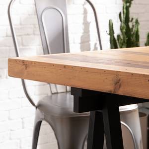 Eettafel Bron massief pijnboomhout/staal - donker pijnboomhout/zwart