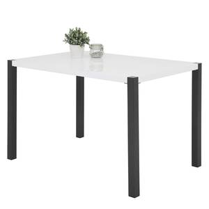 Eettafel Osen staal - hoogglans wit/zwart