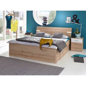 Bedframe Veneta (3-delig) wit/Sonoma eikenhouten look - Beukenhouten look/wit