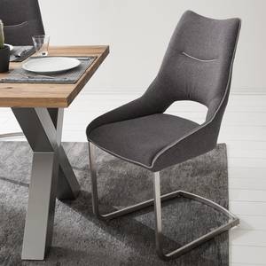 Chaises cantilever Nidri (lot de 2) Tissage à plat / Acier inoxydable - Gris