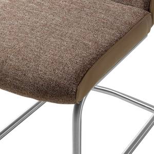 Chaise cantilever Abenra Tissu structuré / Acier - Acier inoxydable - Cappuccino - Lot de 2