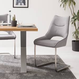 Chaises cantilever Nidri (lot de 2) Tissage à plat / Acier inoxydable - Gris clair