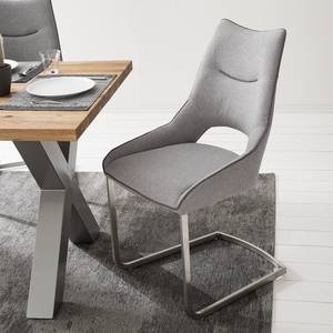 Chaises cantilever Nidri (lot de 2) Tissage à plat / Acier inoxydable - Gris clair