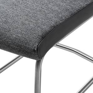 Chaise cantilever Abenra Tissu structuré / Acier - Acier inoxydable - Gris - Lot de 2