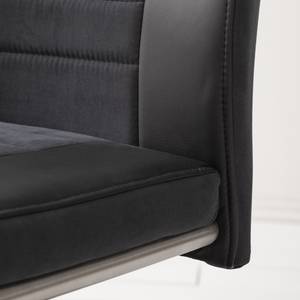 Chaise cantilever Bilsen (lot de 2) Imitation cuir / Acier - Noir / Acier inoxydable