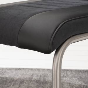 Chaise cantilever Bilsen (lot de 2) Imitation cuir / Acier - Noir / Acier inoxydable