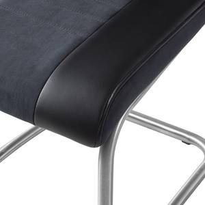 Chaise cantilever Bilsen (lot de 2) Imitation cuir / Acier - Noir / Acier inoxydable
