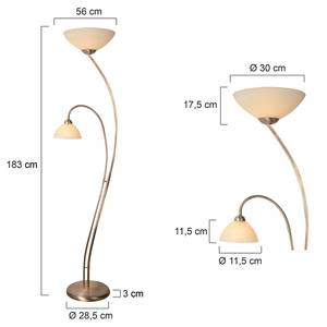 Staande lamp Capri melkglas / messing - 2 lichtbronnen