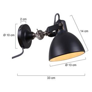 Wandlamp Mexlite V staal - 1 lichtbron - Zwart