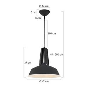 Hanglamp Mexlite XV staal - 1 lichtbron - Zwart